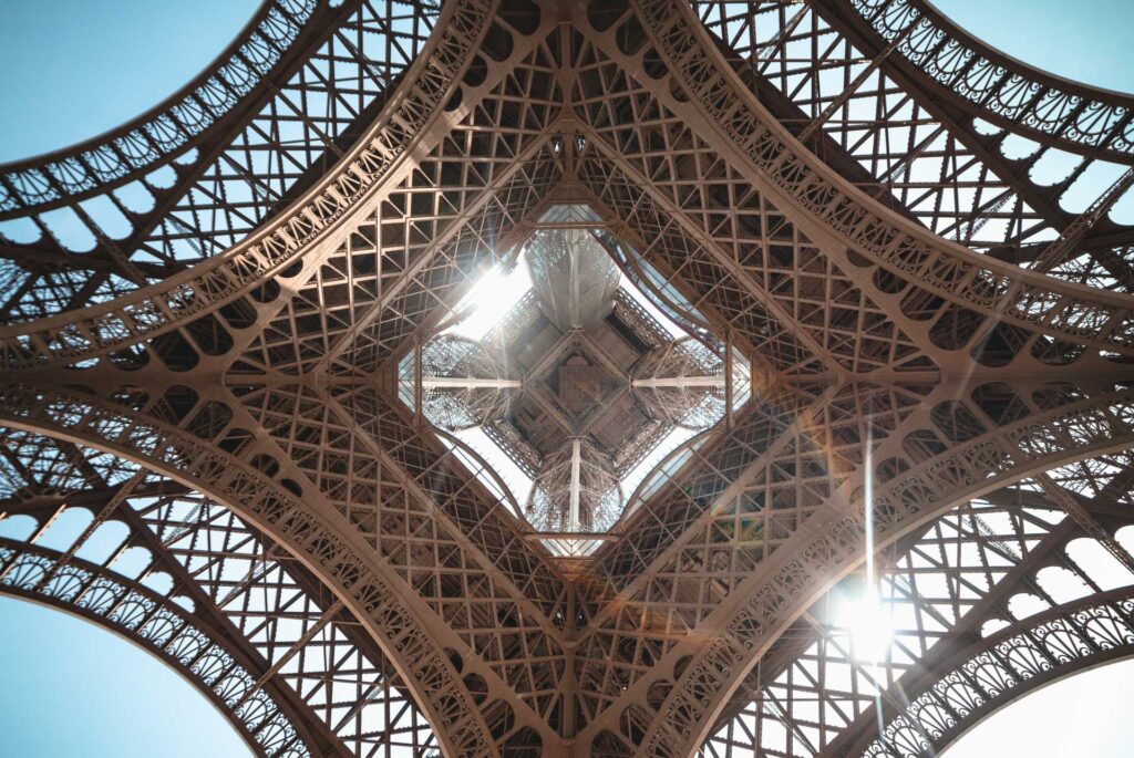 Vista de la Torre Eiffel desde abajo